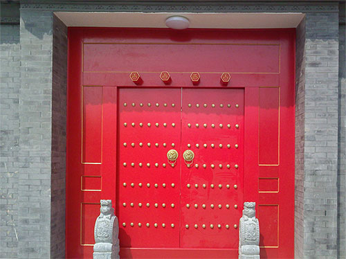 桐城中国传统四合院系列朱红色中式木制大门木作